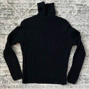 Cashmere Black Cable Knit Turtleneck Sweater